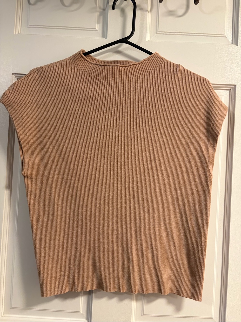 Vila Milano Sleeveless Ribbed Knit Top in Light Camel